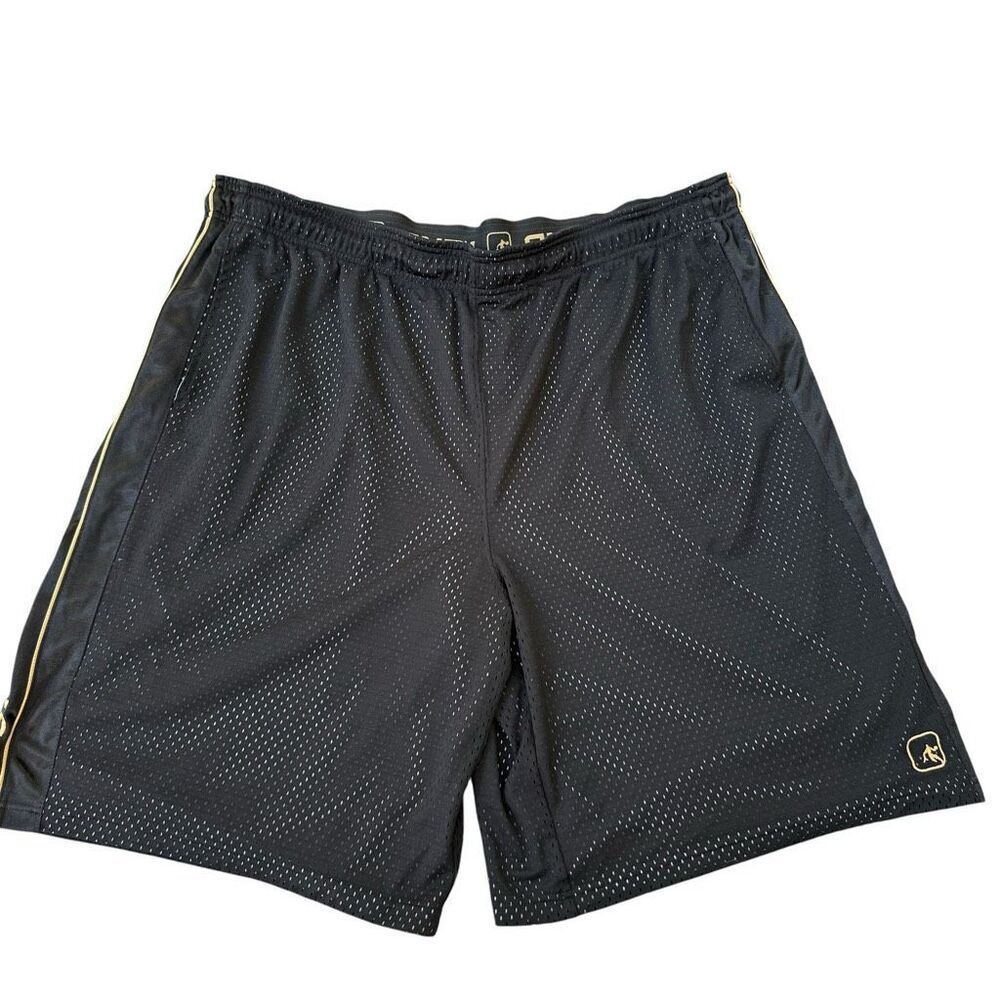 AND1 black mesh basketball shorts gold trim small AND1 logo on the leg sz 3XL